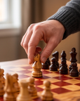 Handcrafted Olive Wood Chess Set with Drawer | Live Edge Red or Black Board