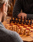 Handcrafted Olive Wood Chess Set with Drawer | Live Edge Red or Black Board