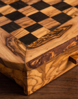 Handmade Olive Wood Chess Set with Storage Drawer - Luxury Wooden Board Game