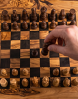 Handmade Olive Wood Chess Set with Storage Drawer - Luxury Wooden Board Game
