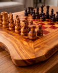 Handcrafted Olive Wood Chess Set – Premium Flat Wooden Chess Board (Multiple Sizes Available)