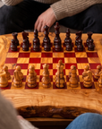 Handcrafted Olive Wood Chess Set – Premium Flat Wooden Chess Board (Multiple Sizes Available)