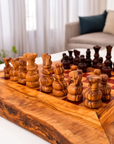 Handcrafted Olive Wood Chess Set – Premium Flat Wooden Chess Board (Multiple Sizes Available)
