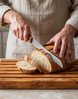 Handcrafted Olive Wood Bread Cutting Board with Crumb Catcher | 32x20 cm