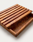 Handcrafted Olive Wood Bread Cutting Board with Crumb Catcher | 32x20 cm