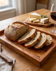 Handcrafted Olive Wood Bread Cutting Board with Crumb Catcher | 32x20 cm