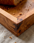 Handcrafted Olive Wood Bread Cutting Board with Crumb Catcher | 32x20 cm