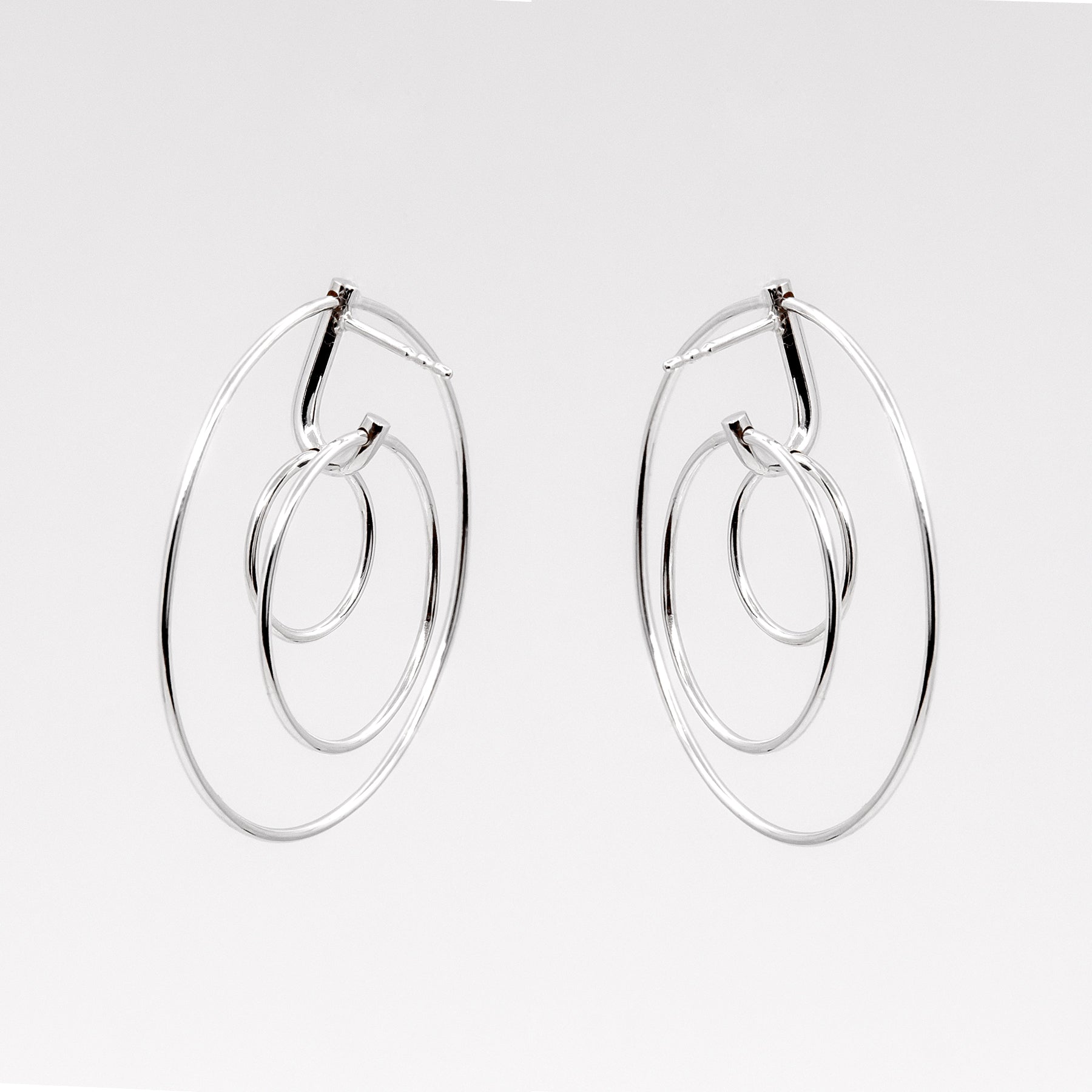 LAYERS x3 Silver Earrings – Handcrafted Minimalist Jewelry by Maarja Palu at www.brixbailey.com
