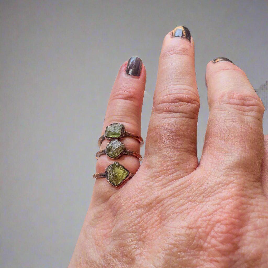Raw Chrome Diopside Ring - Electroformed | Handmade by Blackbird &amp; Sage