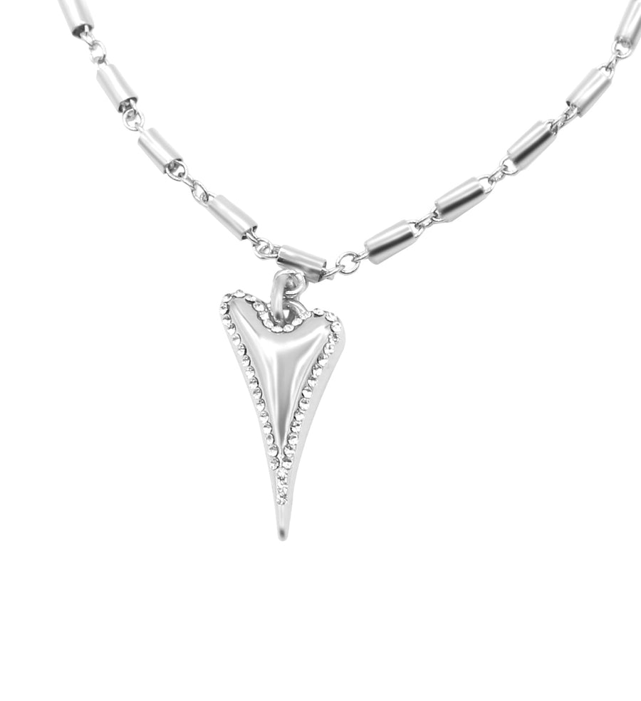 Luxury Miss Dee 925 silver plated diamante heart necklace, stylish Nordic design, handcrafted jewelry, best-selling gift by missdeeuk at brixbailey.com