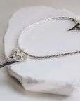Bracelet Silver chain with Solid & Diamante Hearts*