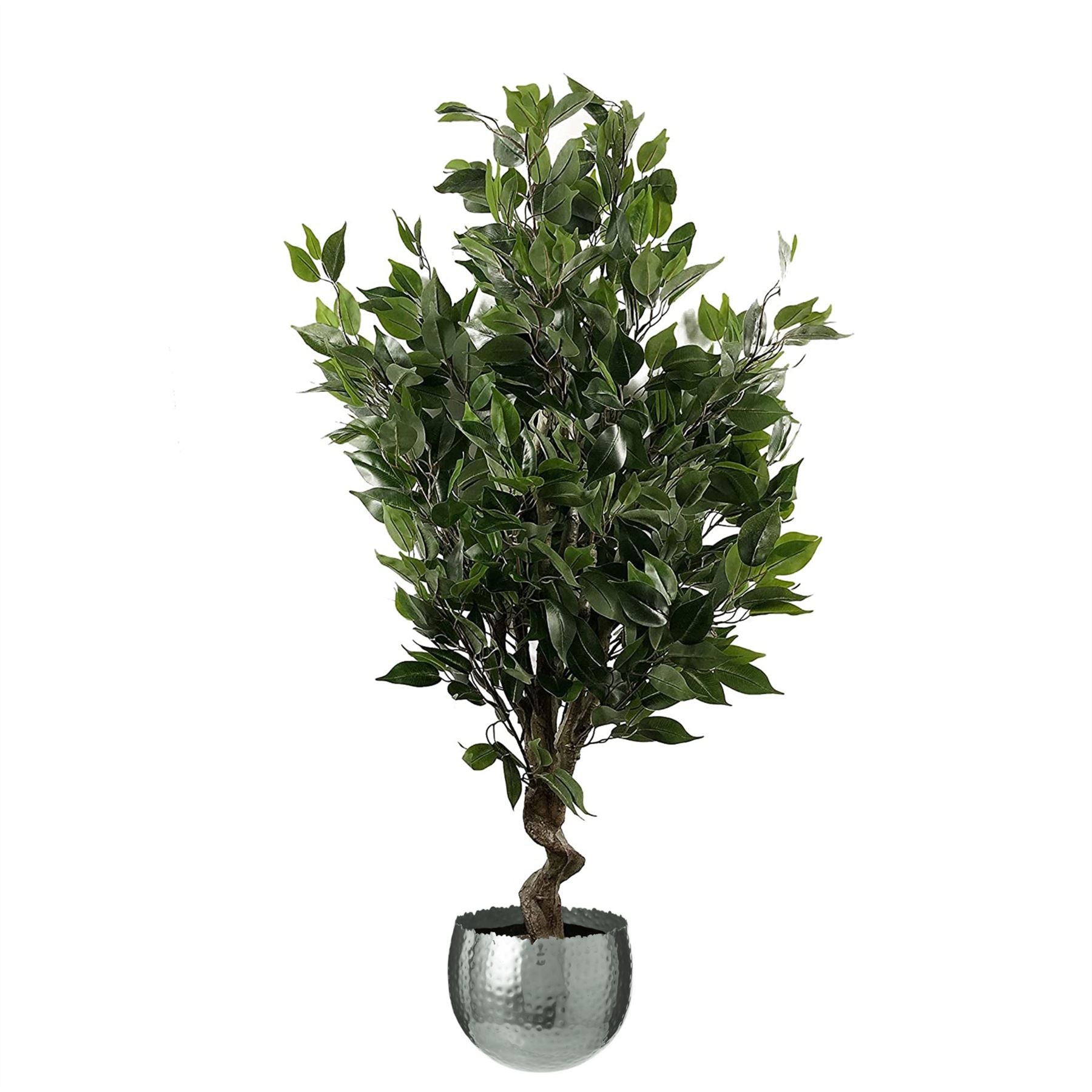 110cm Artificial Ficus Tree Silver Planter-0