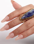 Rose Quartz & Sodalite Teardrop Statement Rings.