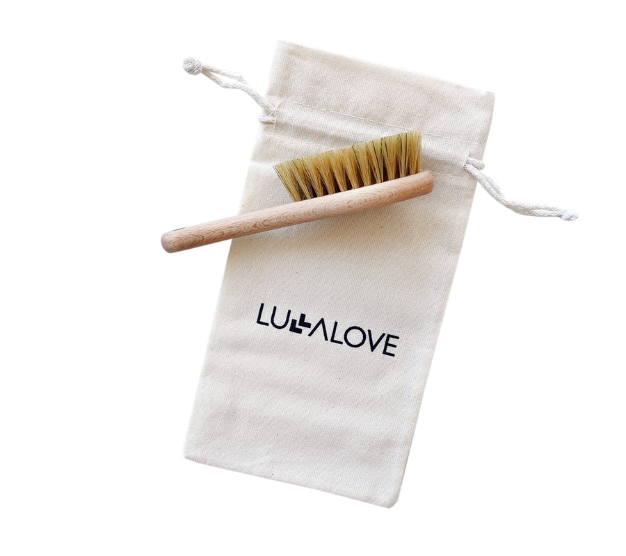 Cradle Cap Baby Brush - Natural Pig Bristles & Wooden Handle for Sensitive Scalp Care by Lullalove UK at brixbailey.com
