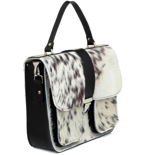 Ivory Hair On Hide Leather top Handle Bag - Brix and Bailey® - Contemporary Bag, Watch and Accessory Brand