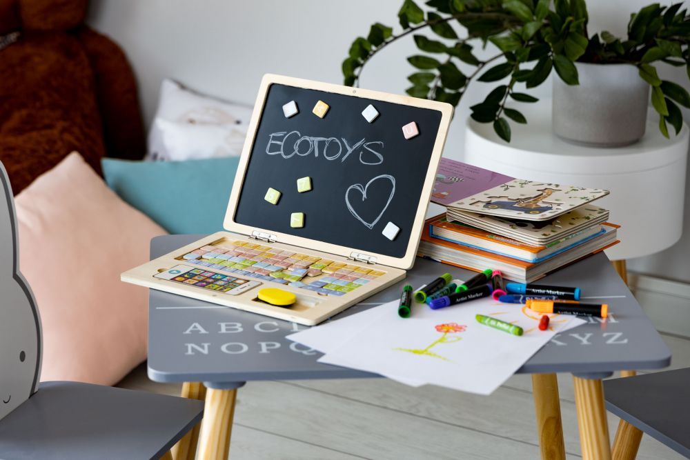Ecotoys Wooden Laptop – Fun &amp; Educational Magnetic Toy Set for Kids by ECOTOYS at www.brixbailey.com