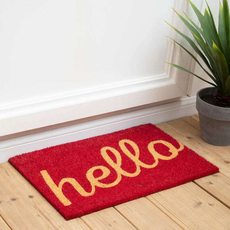 Red Hello Doormat | Coir