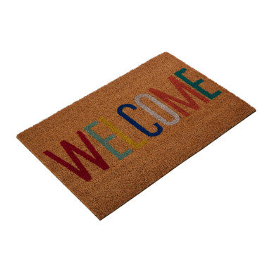Welcome Multicolour Coir Doormat | Filta
