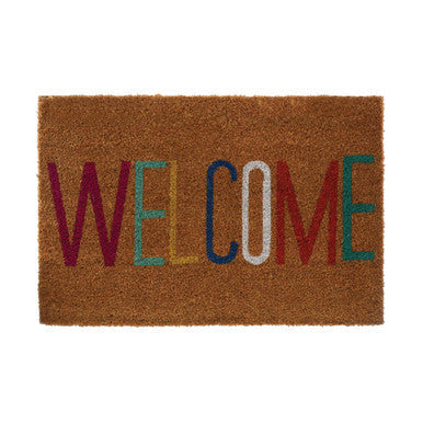 Welcome Multicolour Coir Doormat | Filta