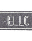 Hello Grey and White Rectangular Coir Doormat | Filta