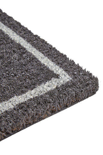 Hello Grey and White Rectangular Coir Doormat | Filta