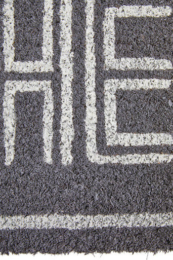 Hello Grey and White Rectangular Coir Doormat | Filta