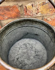 Antique Copper Cauldron Pot with Riveted Iron Handle & Dovetail Planter Pot  B