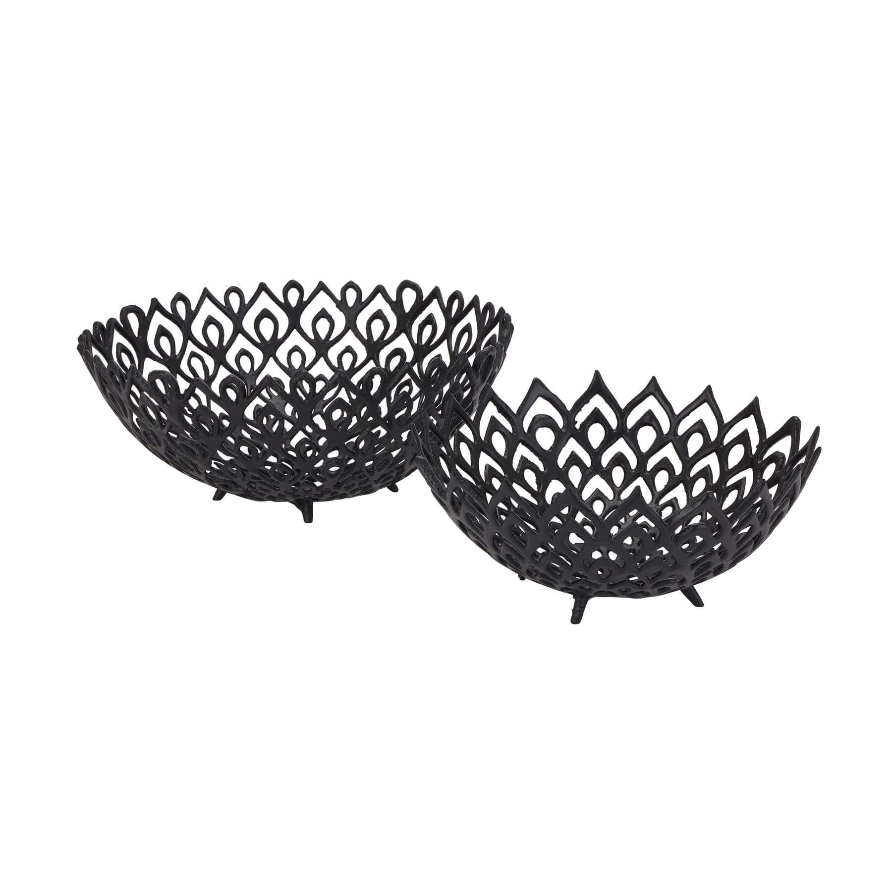 Stylish Black Cast Iron Serving Bowl | Elegant Lattice Design