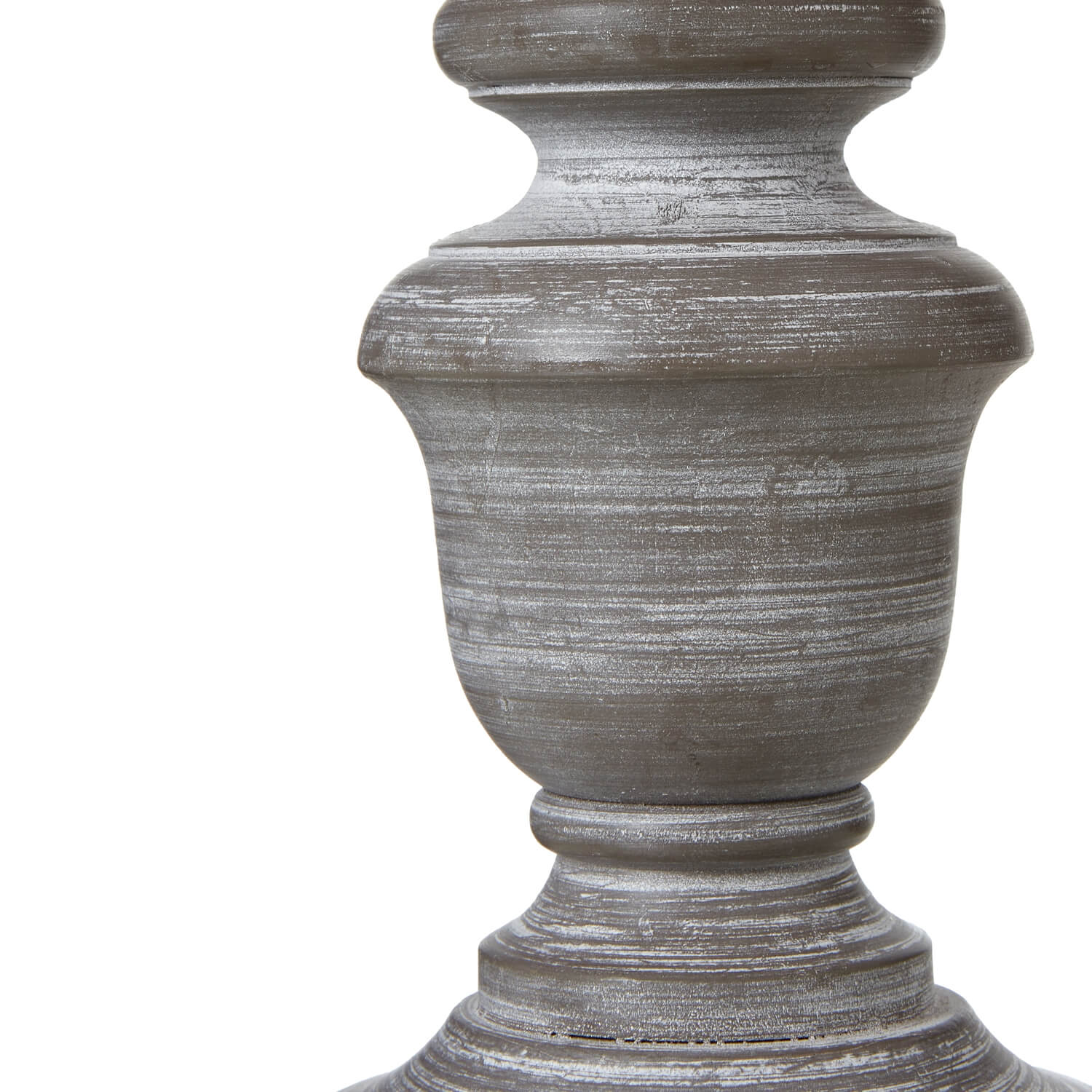 Belluno Urn Table Lamp with distressed wood base and linen shade in warm grey, rustic home decor lighting by Sostter at brixbailey.com