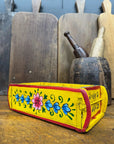 Yellow Wooden Painted Brick Mould / Decorative Herb Planter / Storage Box Tray