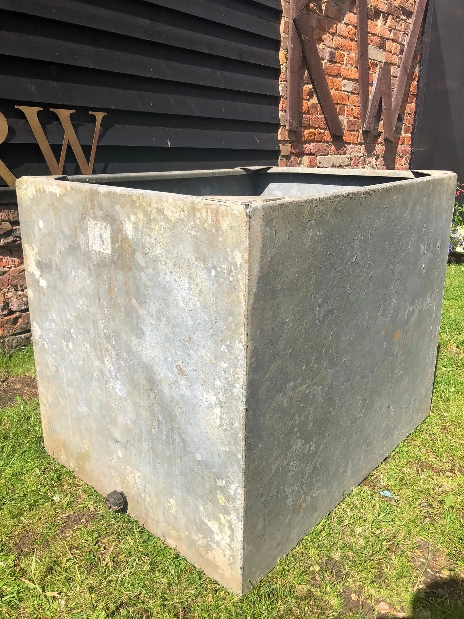 Vintage Galvanised Trough Planter / Herb Garden /Raised Bed Pond /Plant Pot D