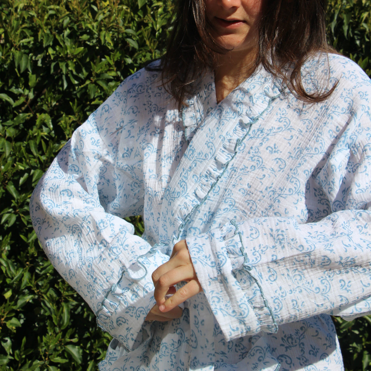 Paisley Blue Muslin Dressing Gown