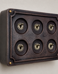 6 Gang 2 Way Antique Copper Toggle Light Switch | Metal Conduit