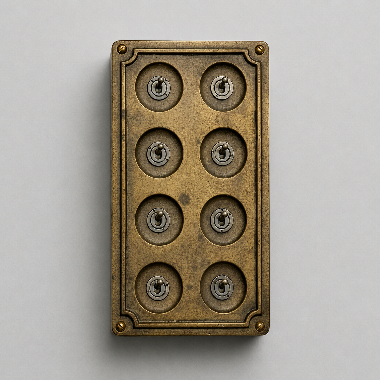 8 Gang 2 Way Antique Brass Solid Cast Metal Conduit Light Switch Industrial