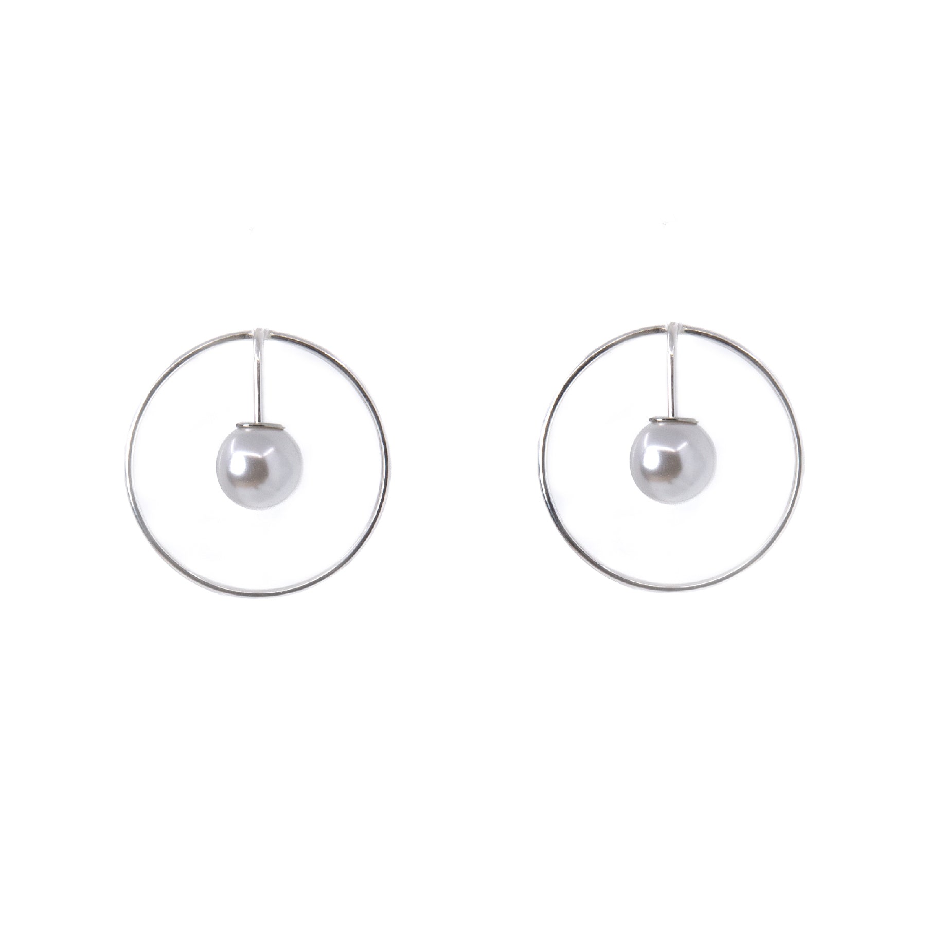 SPOT Earrings - Pearl & Silver 925 Minimalist Jewelry by Maarja Palu at www.brixbailey.com