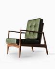 Classic C02 Armchair, Green Leather & Wood