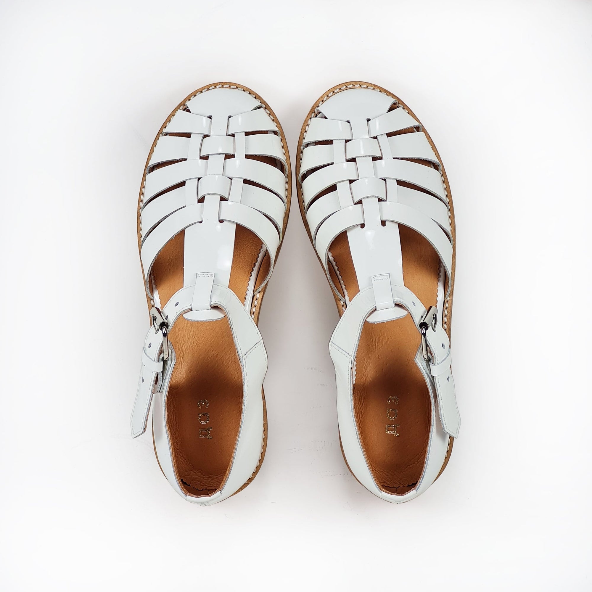 Handmade White Leather Fisherman Sandals
