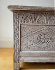 Lime Washed Carved Oak Blanket Box