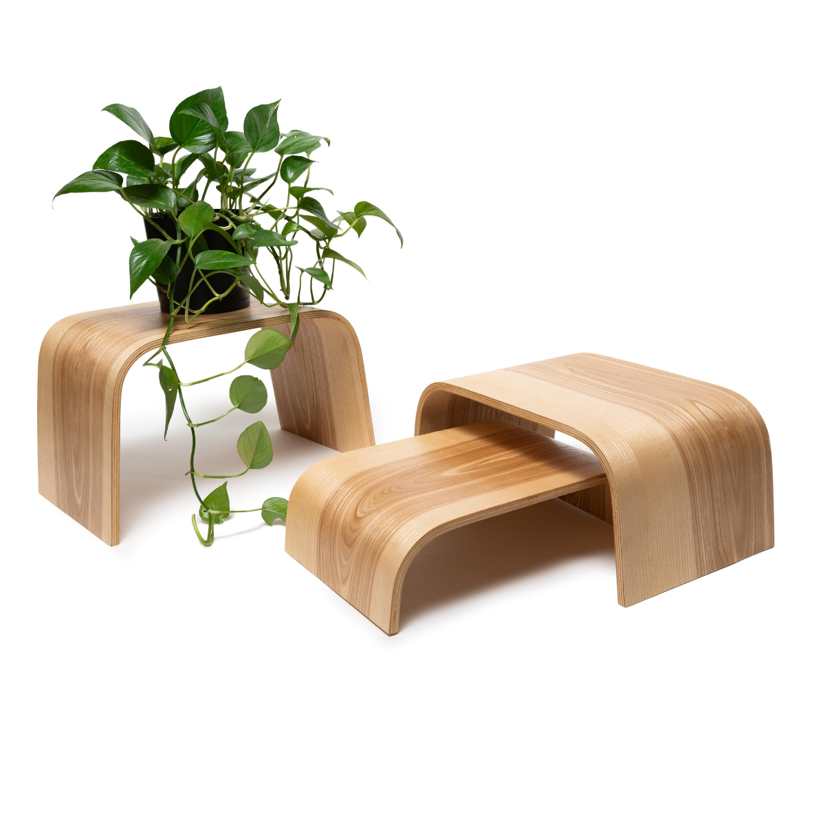 Wooden Floor Plant Stand Set of Three