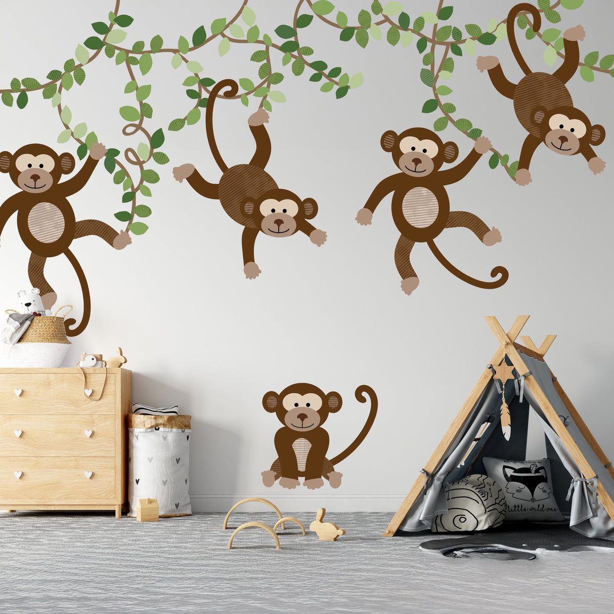 Extra Monkeys, Vines &amp; Leaves -  Repositionable Wall Decals Add-on Set