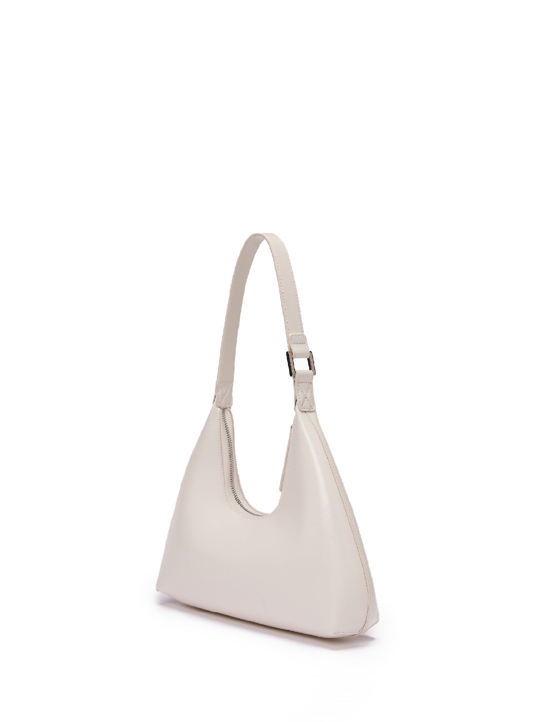 Luxury Alexia small hobo bag in smooth beige leather, trending 2023 color, premium silver hardware, elegant and sophisticated by Bob Oré at brixbailey.com