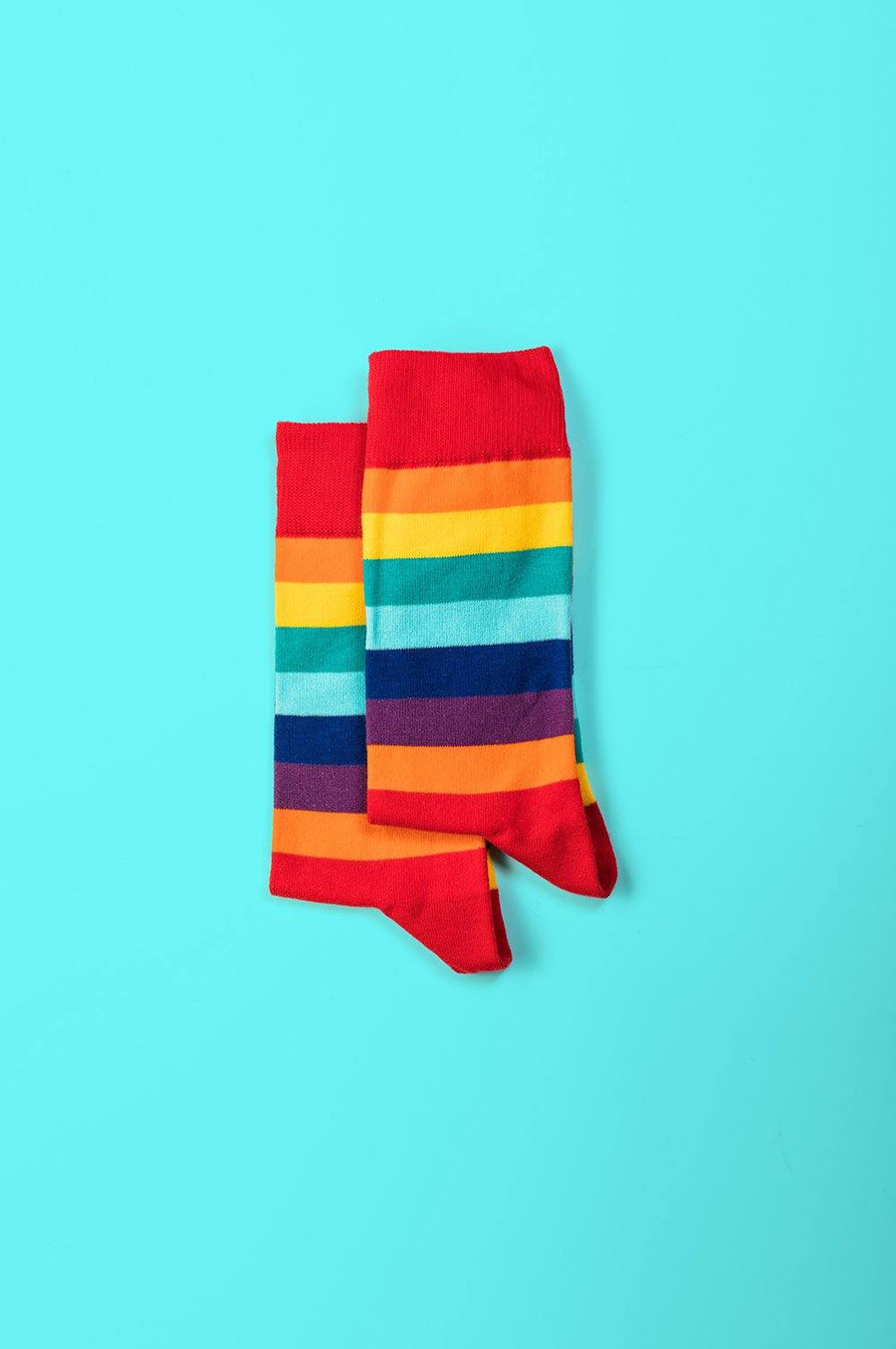 Crew-Length Rainbow Striped Socks - Pack of 4