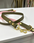 Petra Multiway Dog Lead in Olive & Pastel Pink