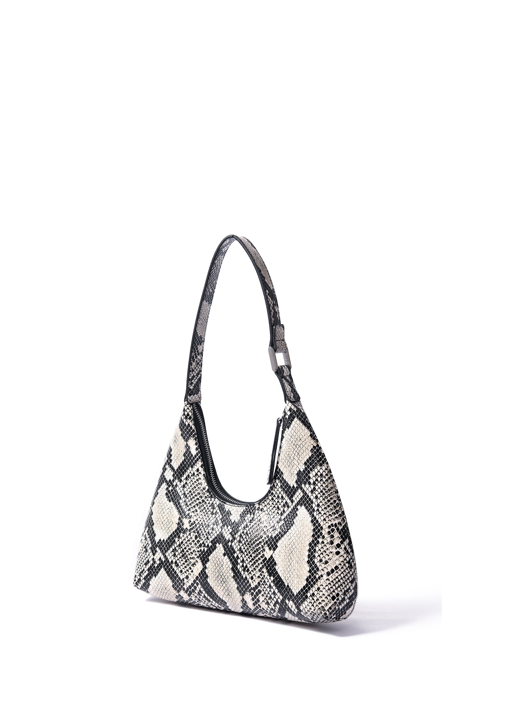 Luxury Alexia small hobo bag, premium smooth leather with snake print, elegant silver hardware, best-selling stylish handbag by Bob Oré at brixbailey.com