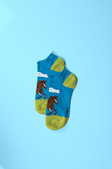 Cartoon horse socks, fun and stylish mens socks, premium cotton blend, best-selling novelty socks, size 40-45 by Body and I at brixbailey.com