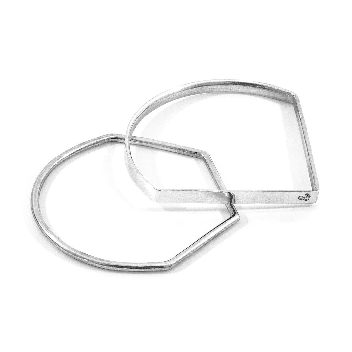Rowe Half Circle Geometric Silver Bangle