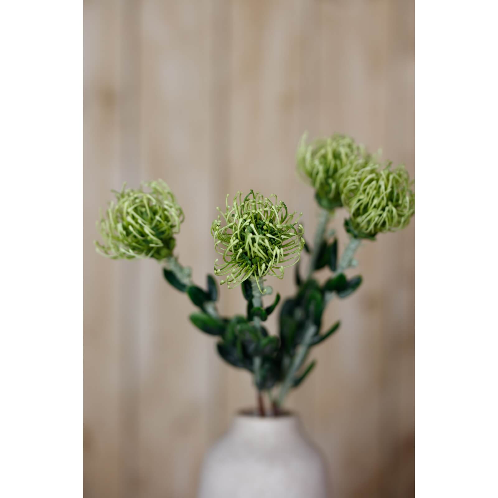 Green Pincushion Protea Faux Flower Stem