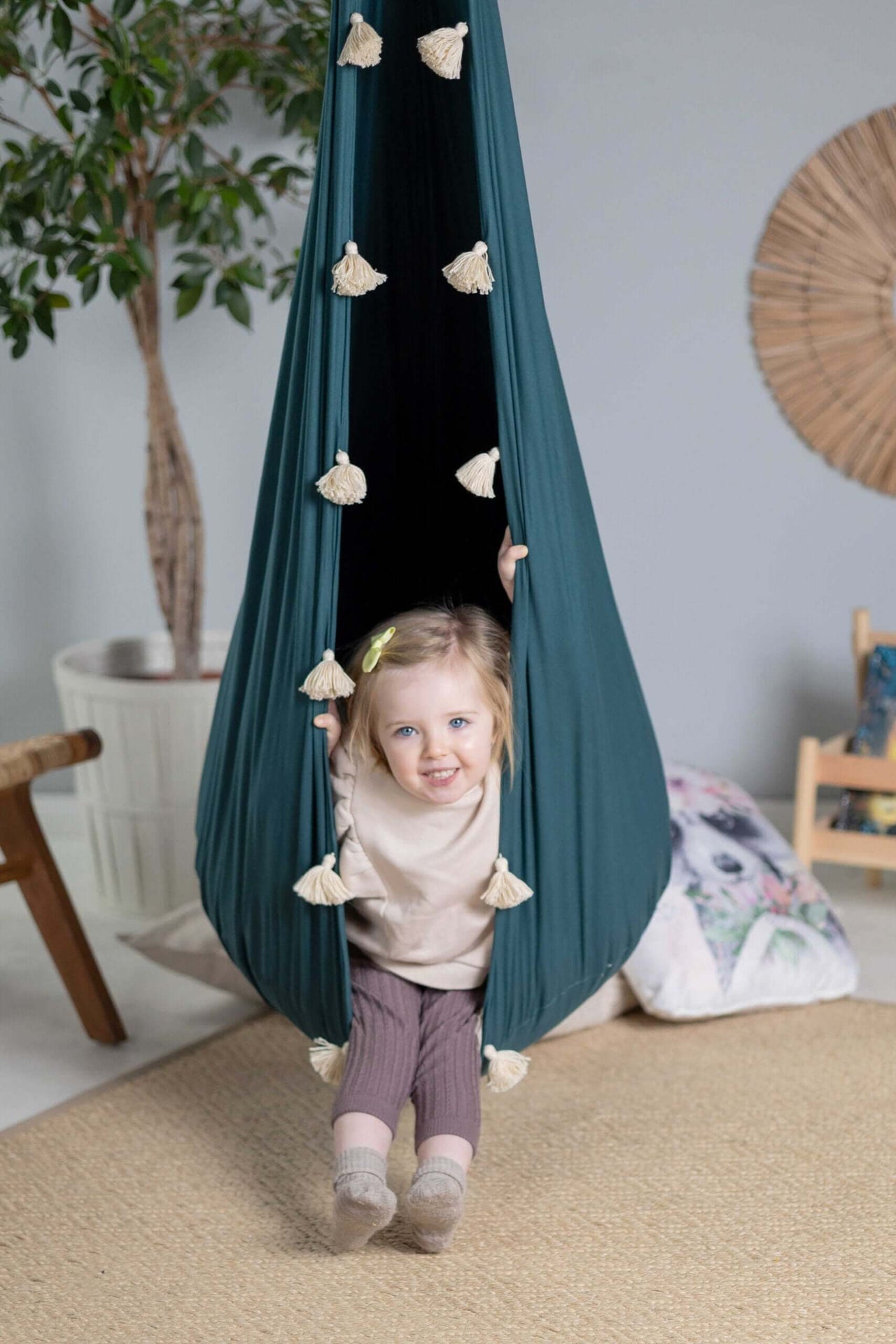 Kids&#39; Cozy Cocoon Hammock – Fun &amp; Safe Indoor/Outdoor Swing by Sówka at brixbailey.com
