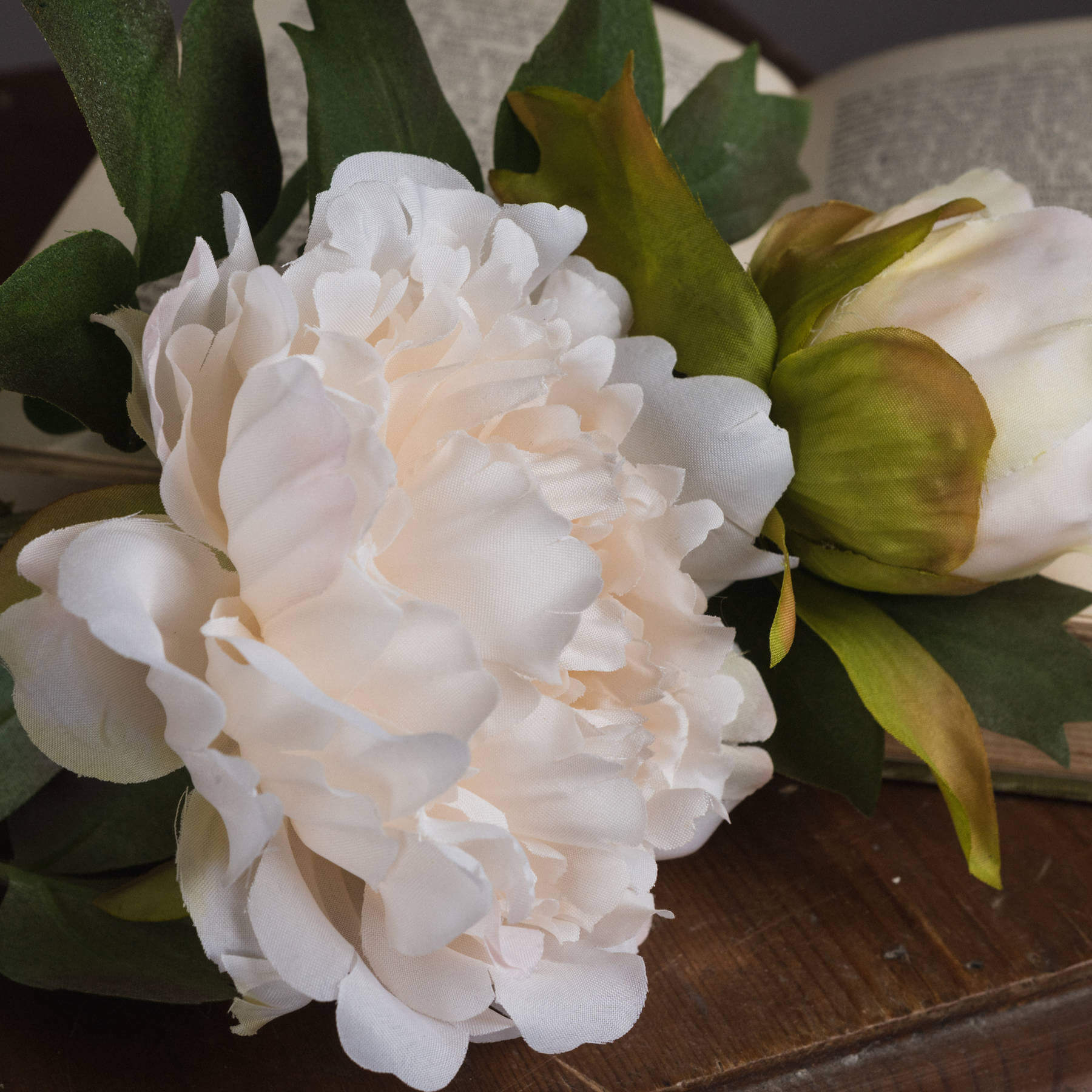 Lifelike white artificial peony flower with realistic petals, perfect for home decor, 52cm tall, high-quality plastic. by Sostter at brixbailey.com