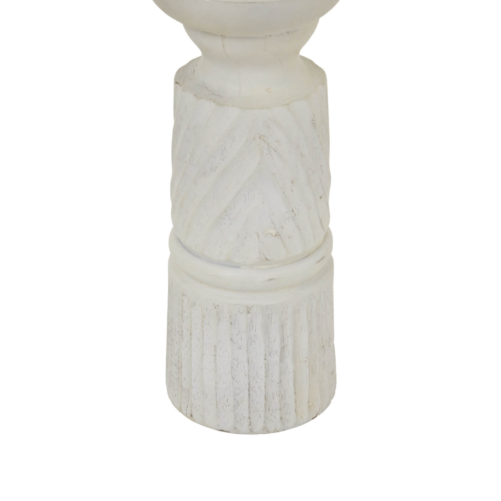 White Carved Wooden Candle Holder Medium